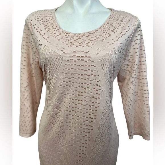 Carmen Marc Valvo Scoop Neck Bodycon Fabric Cut Out Midi Dress Size Large - Picture 3 of 7